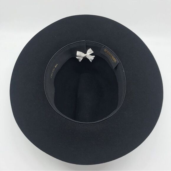 Stetson 100% Fur Felt Black Fedora Style Hat Wide Full Brim Womens Accessories - Picture 4 of 12